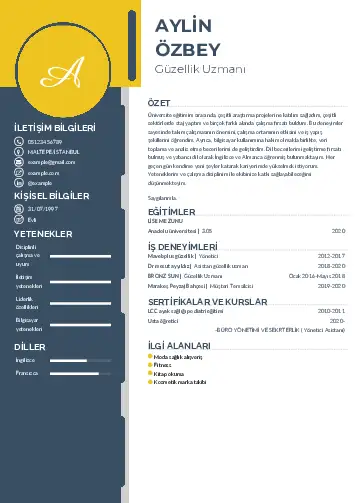 Güzellik Uzmanı Cv Örnekleri  cv indir